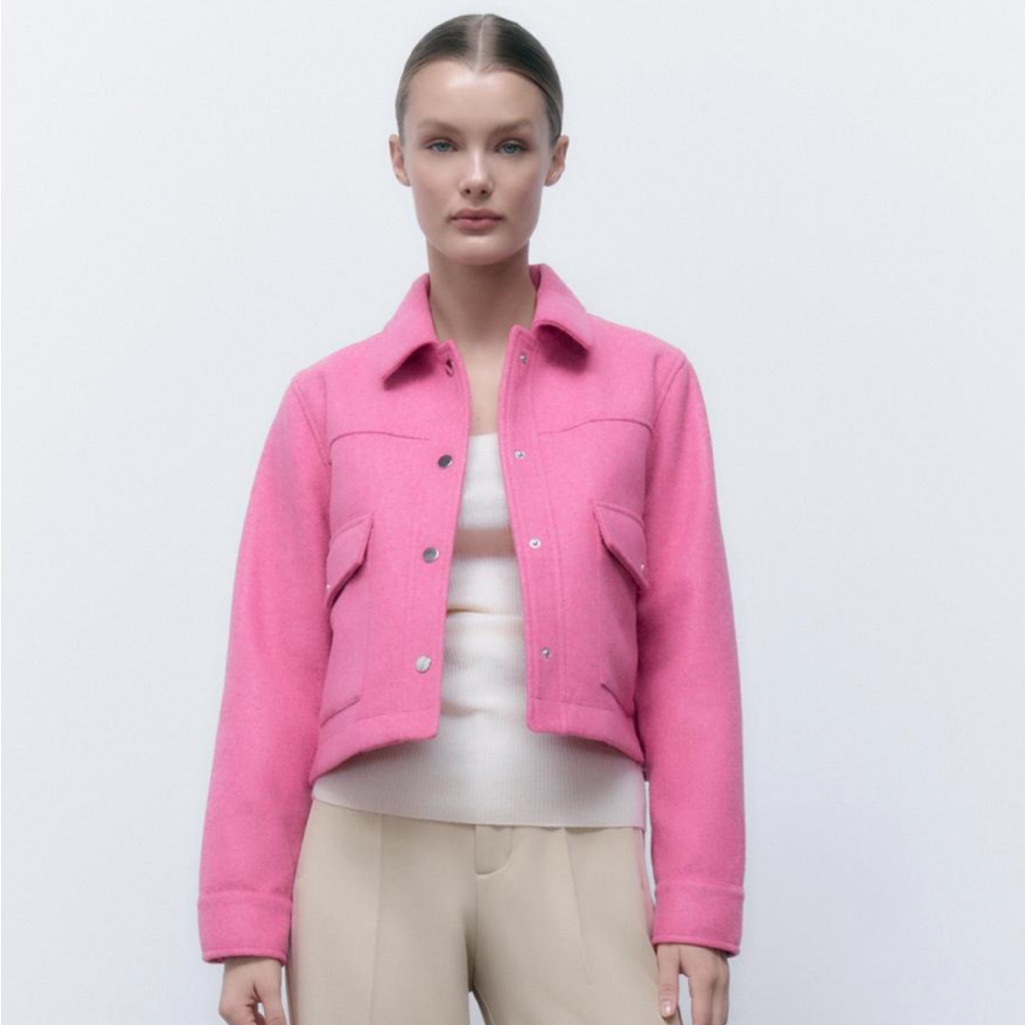 Zara Metal Button Cropped Jacket